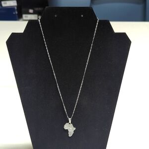 African map symbol silver necklace.